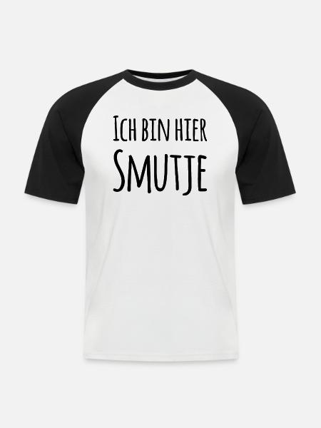 Ich bin hier Smutje - Männer Baseball-T-Shirt - Weiß/Schwarz