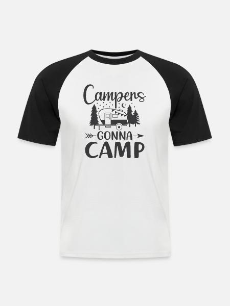 Camper werden campen Camping - Männer Baseball-T-Shirt - Weiß/Schwarz
