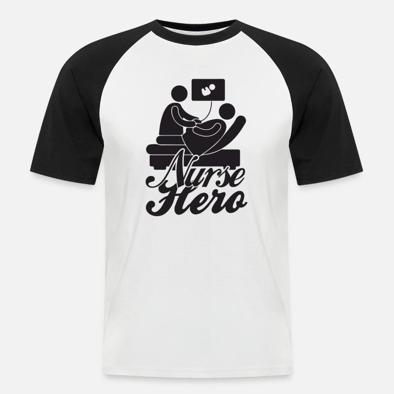 Krankenschwester Held - Männer Baseball-T-Shirt - Weiß/Schwarz