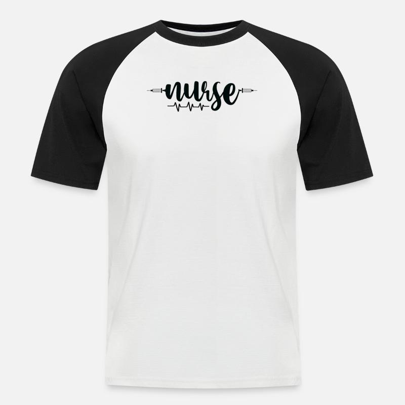 Krankenschwester - Männer Baseball-T-Shirt - Weiß/Schwarz