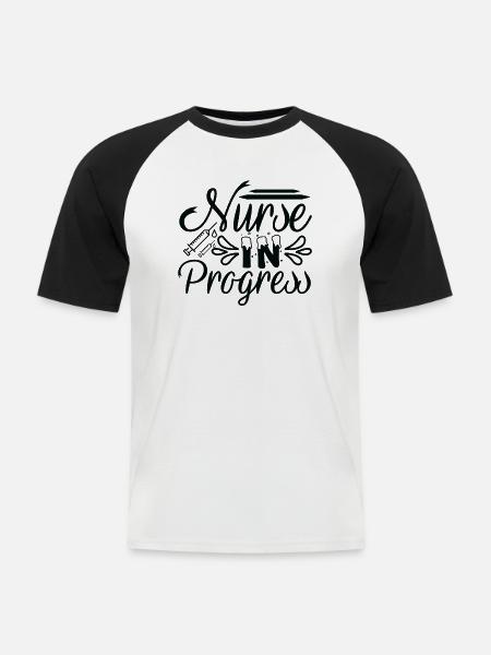 Krankenschwester in Progress - Männer Baseball-T-Shirt - Weiß/Schwarz