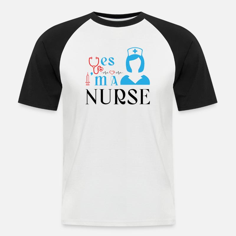 Ja, ich bin eine Krankenschwester - Männer Baseball-T-Shirt - Weiß/Schwarz