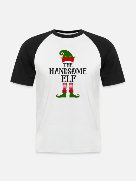 Der gutaussehende Elf Weihnachtszeit - Männer Baseball-T-Shirt - Weiß/Schwarz