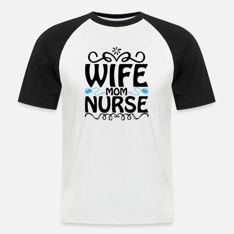 Ehefrau Mutter Krankenschwester - Männer Baseball-T-Shirt - Weiß/Schwarz