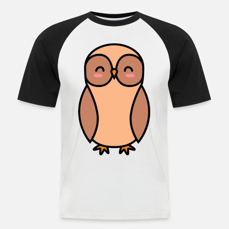 Eule Comic - Männer Baseball-T-Shirt - Weiß/Schwarz