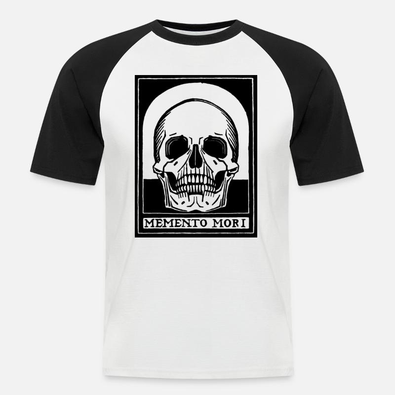 Memento Mori (schwarze Version) - Männer Baseball-T-Shirt - Weiß/Schwarz