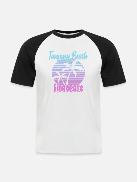 Tanjong Beach Singapore - Männer Baseball-T-Shirt - Weiß/Schwarz