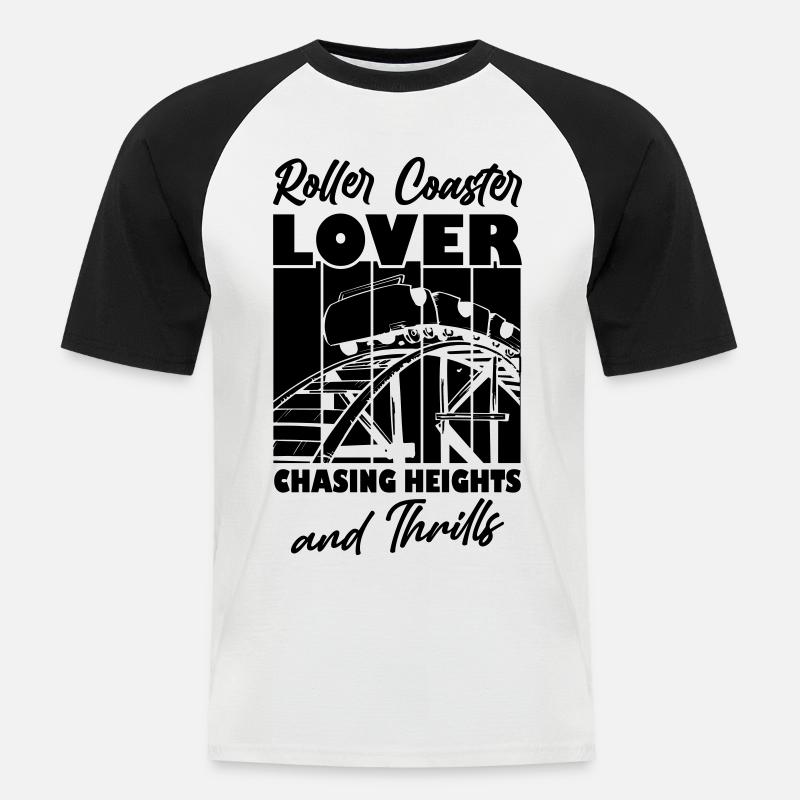 Roller Coaster Lovers - Männer Baseball-T-Shirt - Weiß/Schwarz