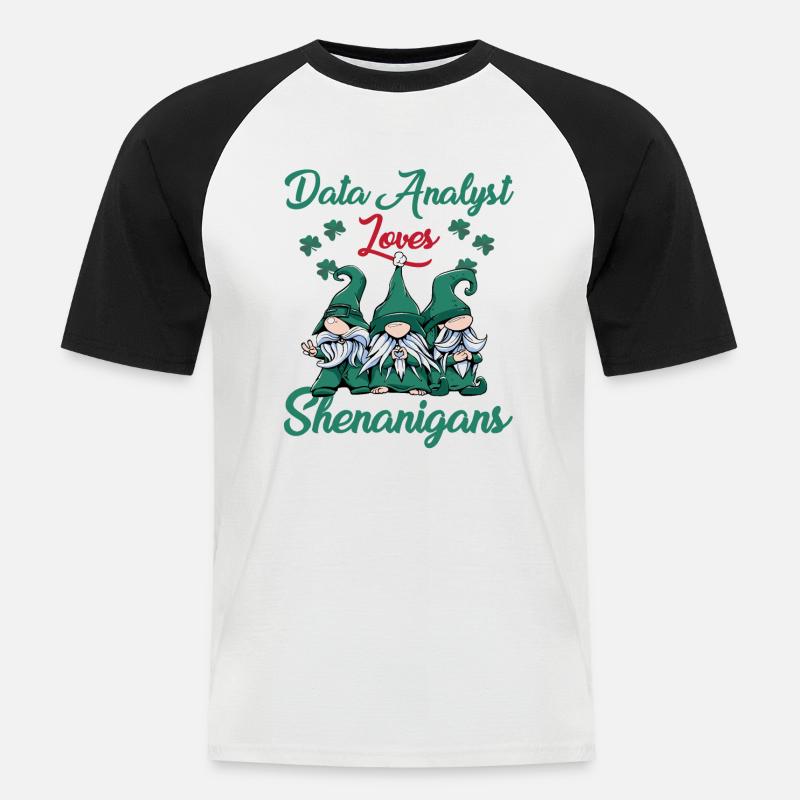Datenanalyst St. Patrick's Day - Männer Baseball-T-Shirt - Weiß/Schwarz