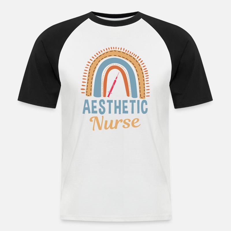 Ästhetische Krankenschwester Regenbogen - Männer Baseball-T-Shirt - Weiß/Schwarz