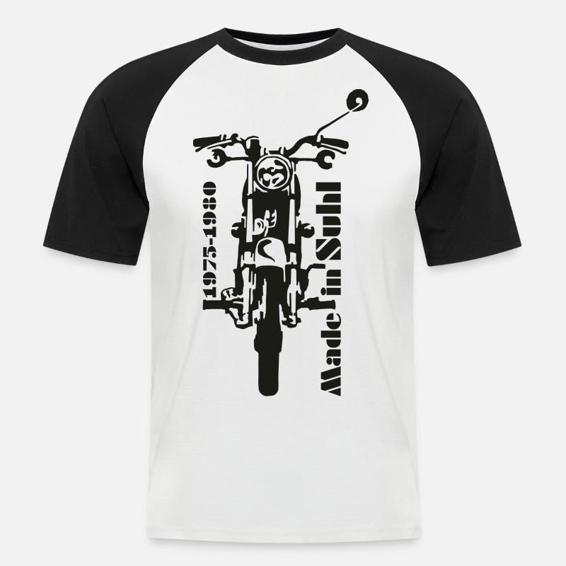 Simson s50 Front - Männer Baseball-T-Shirt - Weiß/Schwarz