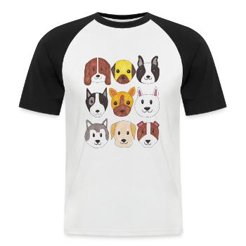 Hunde - Männer Baseball-T-Shirt - Weiß/Schwarz - Vorne - Nik (191cm)