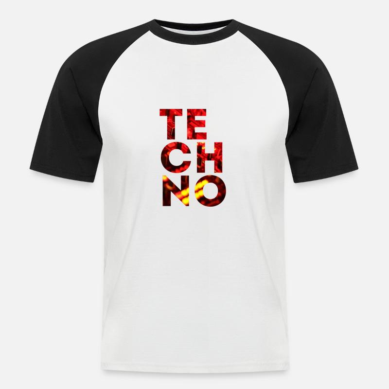 TECHNO - Männer Baseball-T-Shirt - Weiß/Schwarz