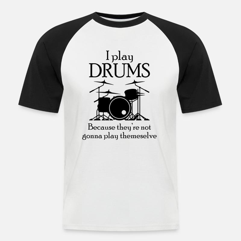 Drums - Männer Baseball-T-Shirt - Weiß/Schwarz