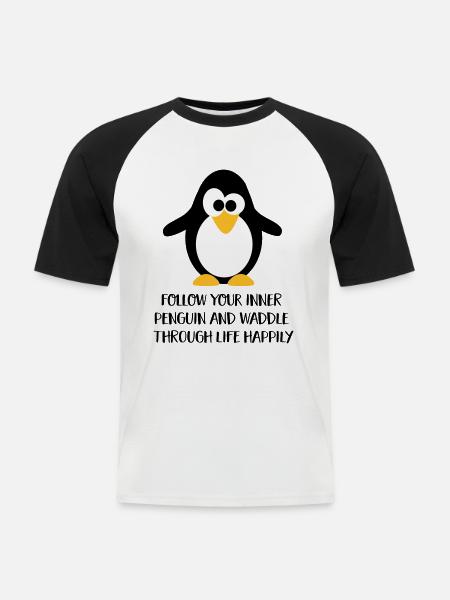 Pinguin - Men's Baseball T-Shirt - white/black