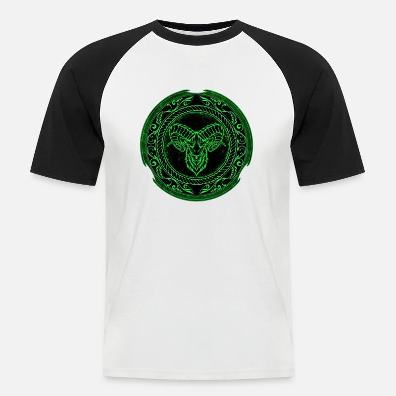 Wikinger Widder Aries - Männer Baseball-T-Shirt - Weiß/Schwarz