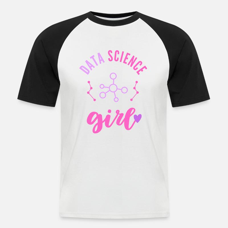 Data Science Mädchen Frau - Männer Baseball-T-Shirt - Weiß/Schwarz