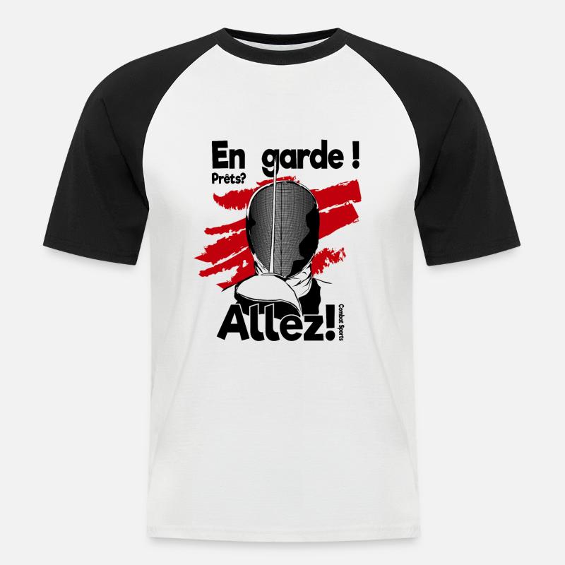 Fäktning - Fäktning En garde! Prets? Allez! - Kortärmad basebolltröja herr - vit/svart