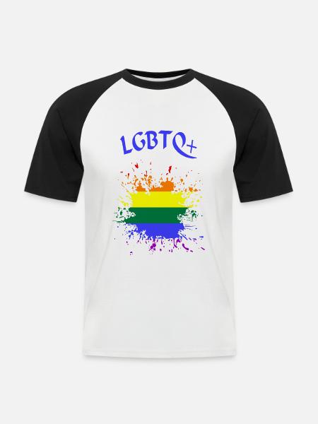 LGBTQ Splash - Männer Baseball-T-Shirt - Weiß/Schwarz