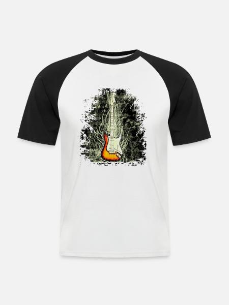 guitar - Men's Baseball T-Shirt - white/black
