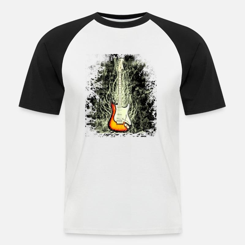 guitar - Männer Baseball-T-Shirt - Weiß/Schwarz