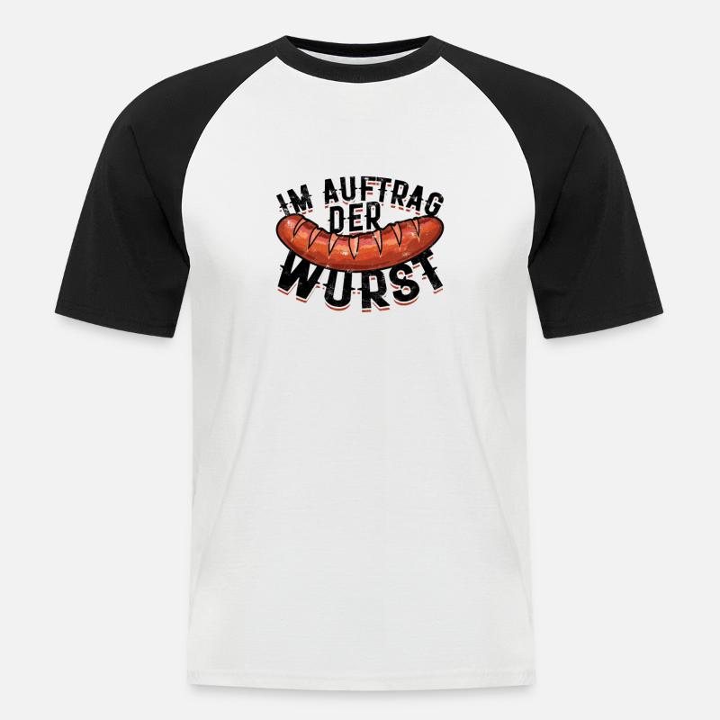Im Auftrag Der Wurst - Grillen - Männer Baseball-T-Shirt - Weiß/Schwarz