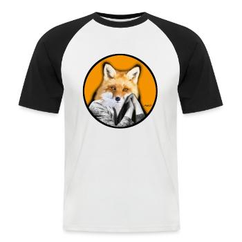 Vixen Fox Élève Visage d’Animal Malin - T-shirt baseball manches courtes Homme - blanc/noir - Devant - Nik (191cm)