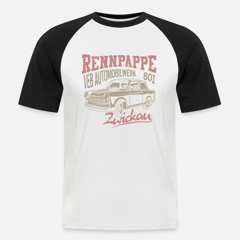  601 Rennpappe - Männer Baseball-T-Shirt - Weiß/Schwarz