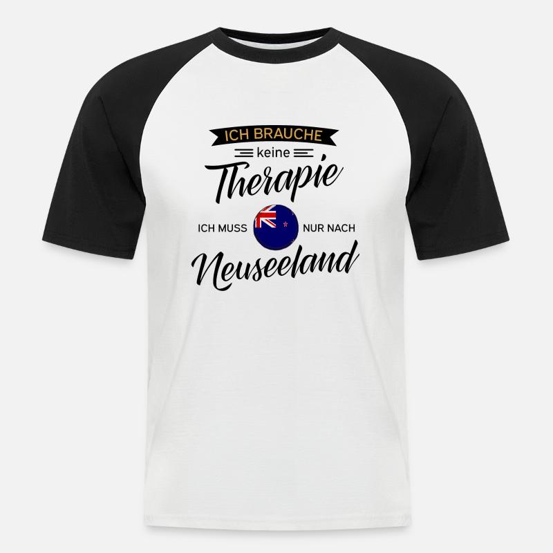 Neuseeland - Männer Baseball-T-Shirt - Weiß/Schwarz