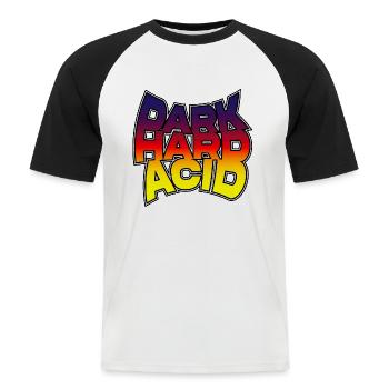 Acid Techno Dark Hard Acid Techno 303 Lignes de basse - T-shirt baseball manches courtes Homme - blanc/noir - Devant - Nik (191cm)