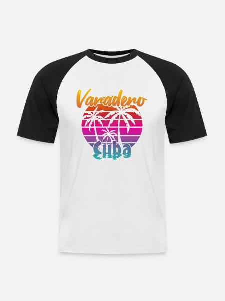 Varadero Cuba Sunset - Men's Baseball T-Shirt - white/black