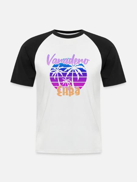 Varadero Cuba Sunset - Men's Baseball T-Shirt - white/black