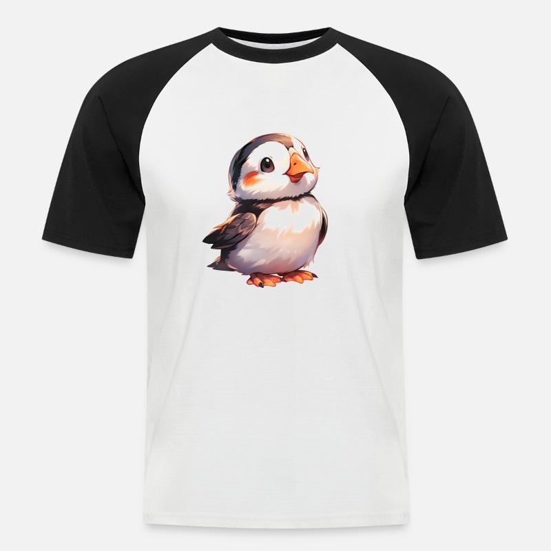 Papageitaucher - Männer Baseball-T-Shirt - Weiß/Schwarz