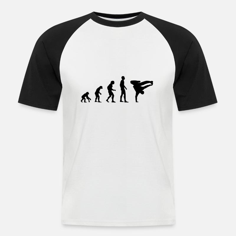 Breakdance Evolution Silhouette - Men's Baseball T-Shirt - white/black