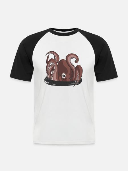 Der Beginn der Krake - Männer Baseball-T-Shirt - Weiß/Schwarz