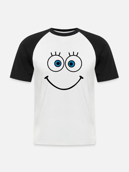 gesicht - Männer Baseball-T-Shirt - Weiß/Schwarz