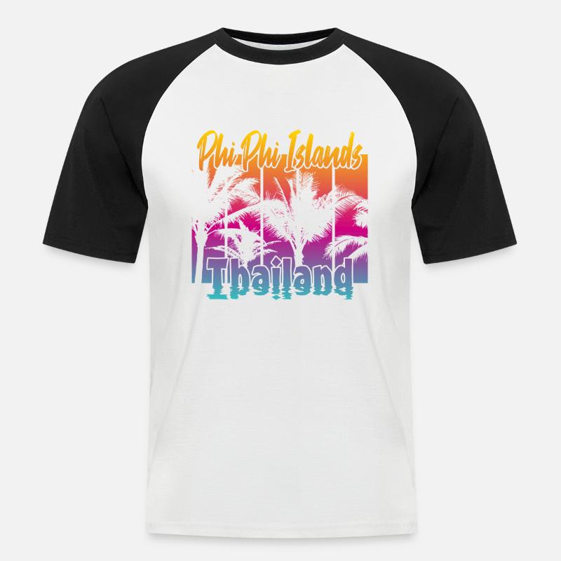 Phi Phi Islands Thailand - Männer Baseball-T-Shirt - Weiß/Schwarz