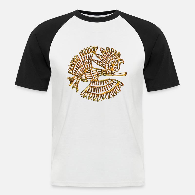INDIAN EAGLE - Männer Baseball-T-Shirt - Weiß/Schwarz