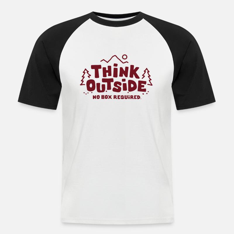 Think Outside Geschenk Idee - Männer Baseball-T-Shirt - Weiß/Schwarz