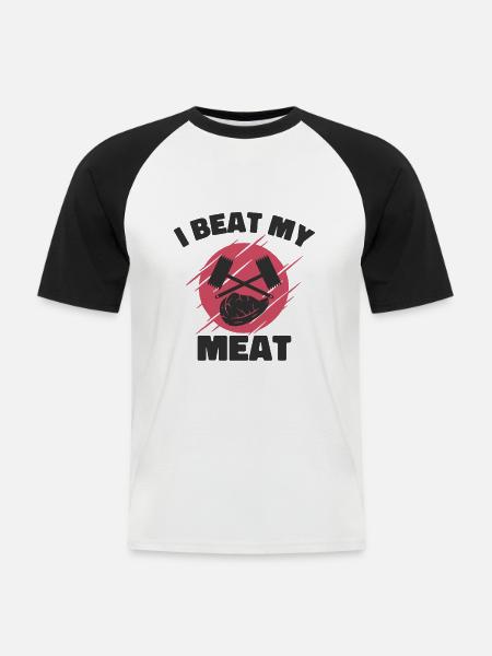 Chefkoch Kulinarisch Fleischliebhaber Kochen - Männer Baseball-T-Shirt - Weiß/Schwarz