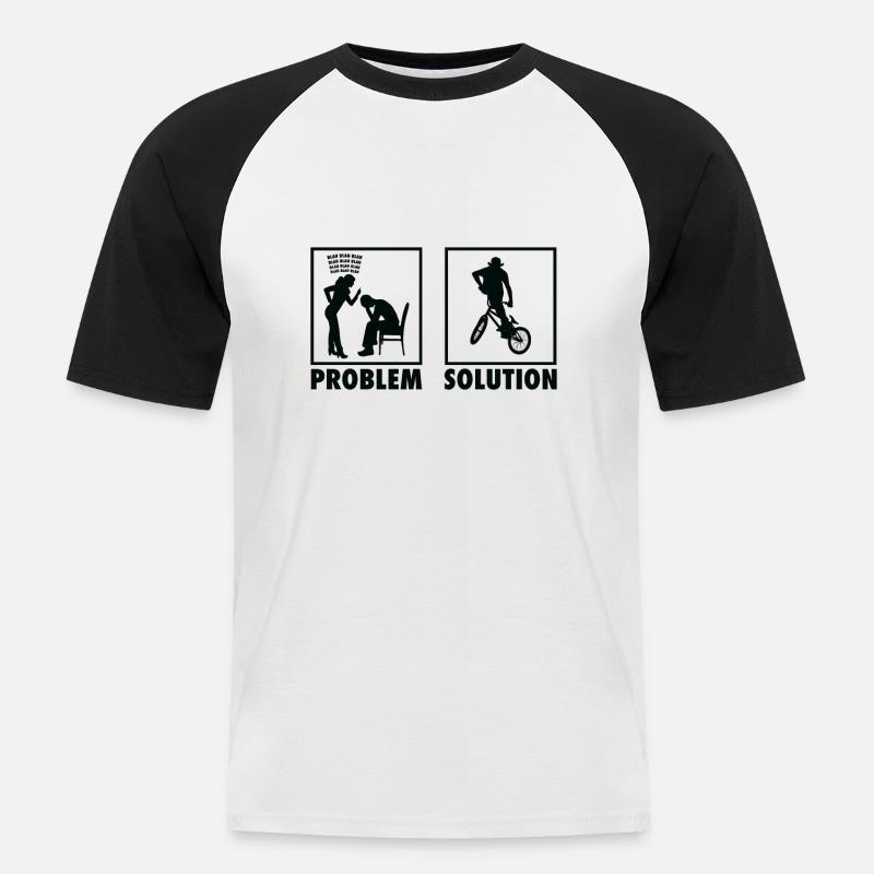 BMX Bikers Statement Problem Solution. - Männer Baseball-T-Shirt - Weiß/Schwarz