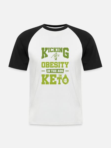 Keto-Diät Ketogene Ernährung Diätassistent - Männer Baseball-T-Shirt - Weiß/Schwarz