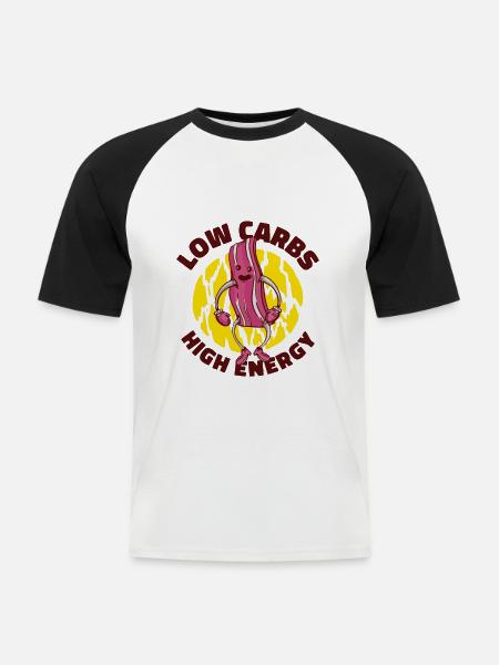 Keto-Diätassistent Low Carb Lebensmittel - Männer Baseball-T-Shirt - Weiß/Schwarz