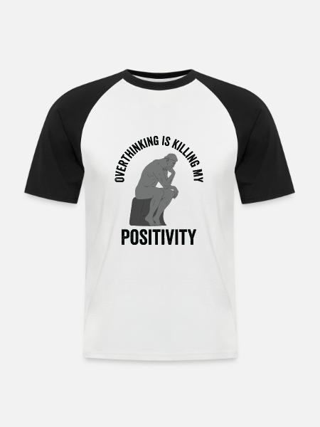 Overthinking Schädel Statue Kunstliebhaber - Männer Baseball-T-Shirt - Weiß/Schwarz