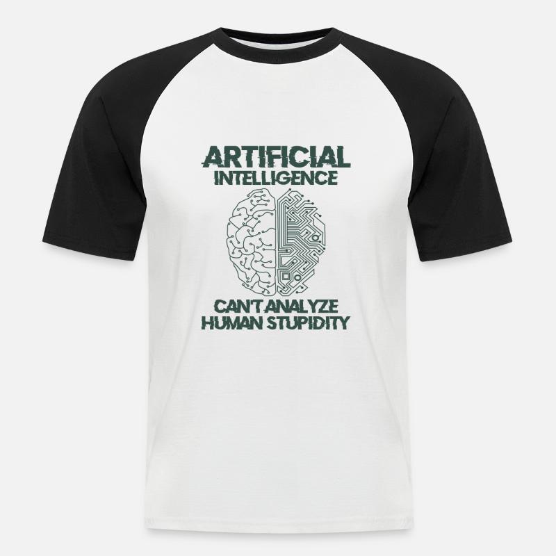 Künstliche Intelligenz Programmierer Gehirn - Männer Baseball-T-Shirt - Weiß/Schwarz