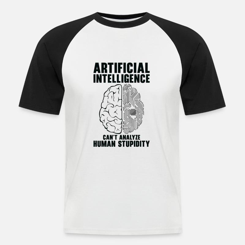 Künstliche Intelligenz Programmierer Gehirn - Männer Baseball-T-Shirt - Weiß/Schwarz