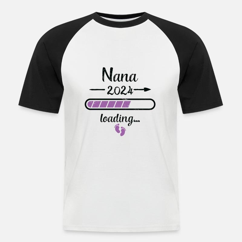 Nana 2024 Loading Schwangerschaft Großmutter - Männer Baseball-T-Shirt - Weiß/Schwarz