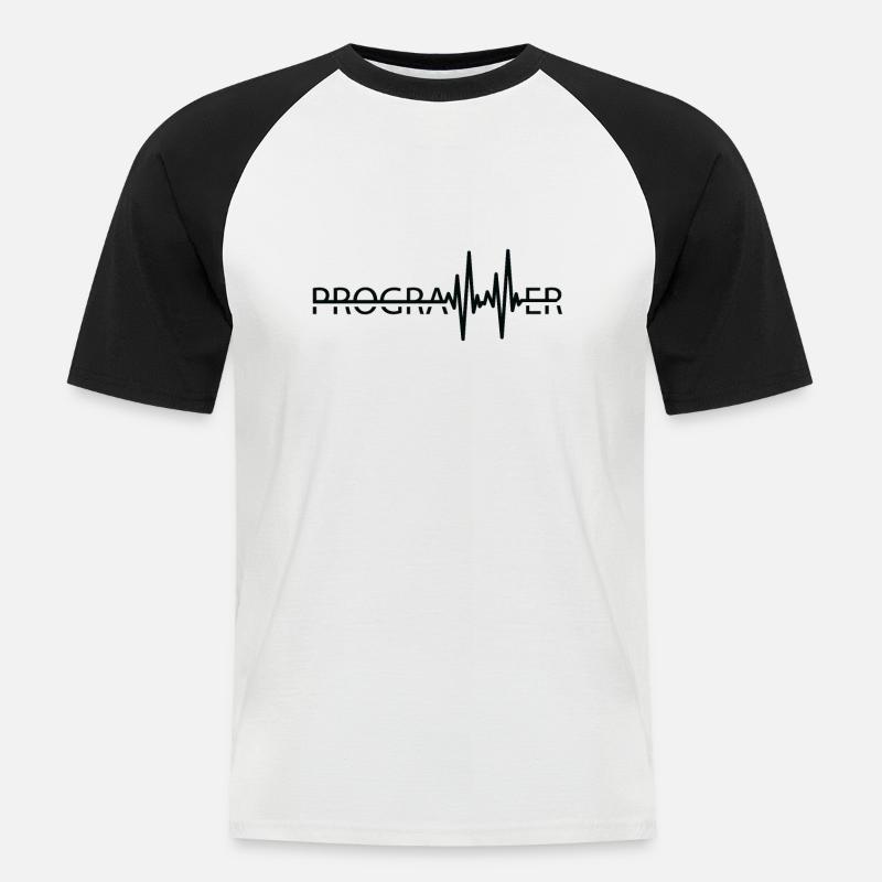 Programmierer Heartbeat Programmierung Coder - Männer Baseball-T-Shirt - Weiß/Schwarz
