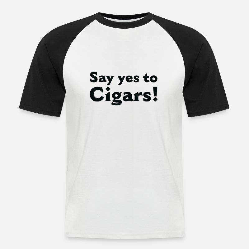 Zigarre Rauchen Zigarren Raucher - Männer Baseball-T-Shirt - Weiß/Schwarz