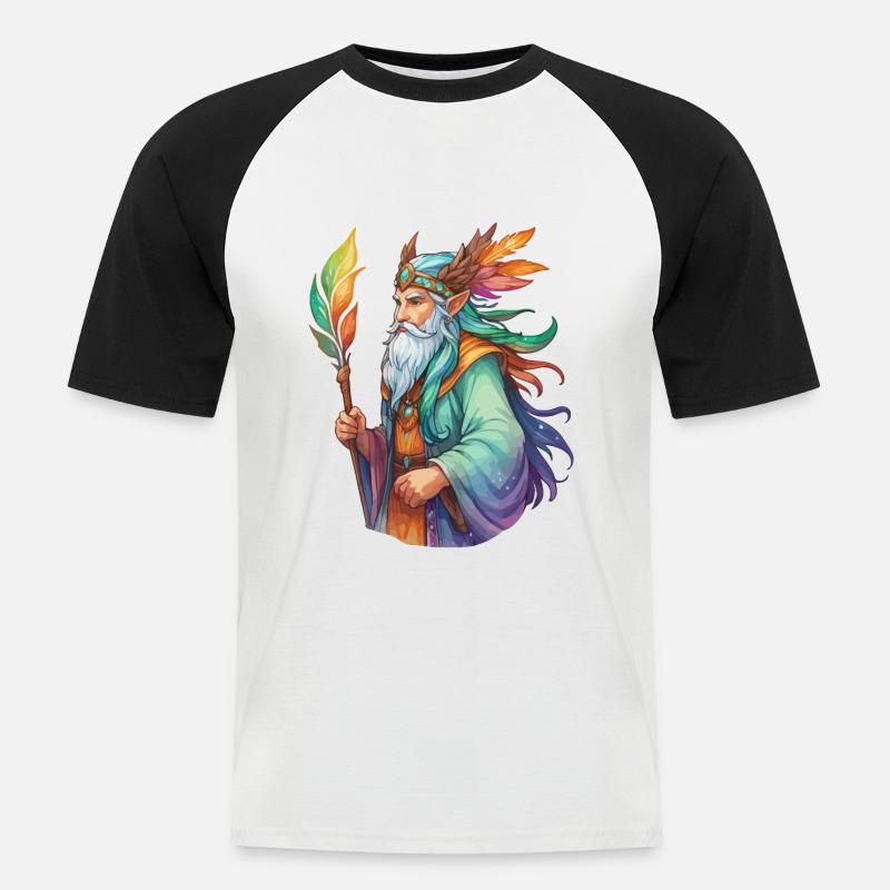 Druide Wasserfarben - Männer Baseball-T-Shirt - Weiß/Schwarz